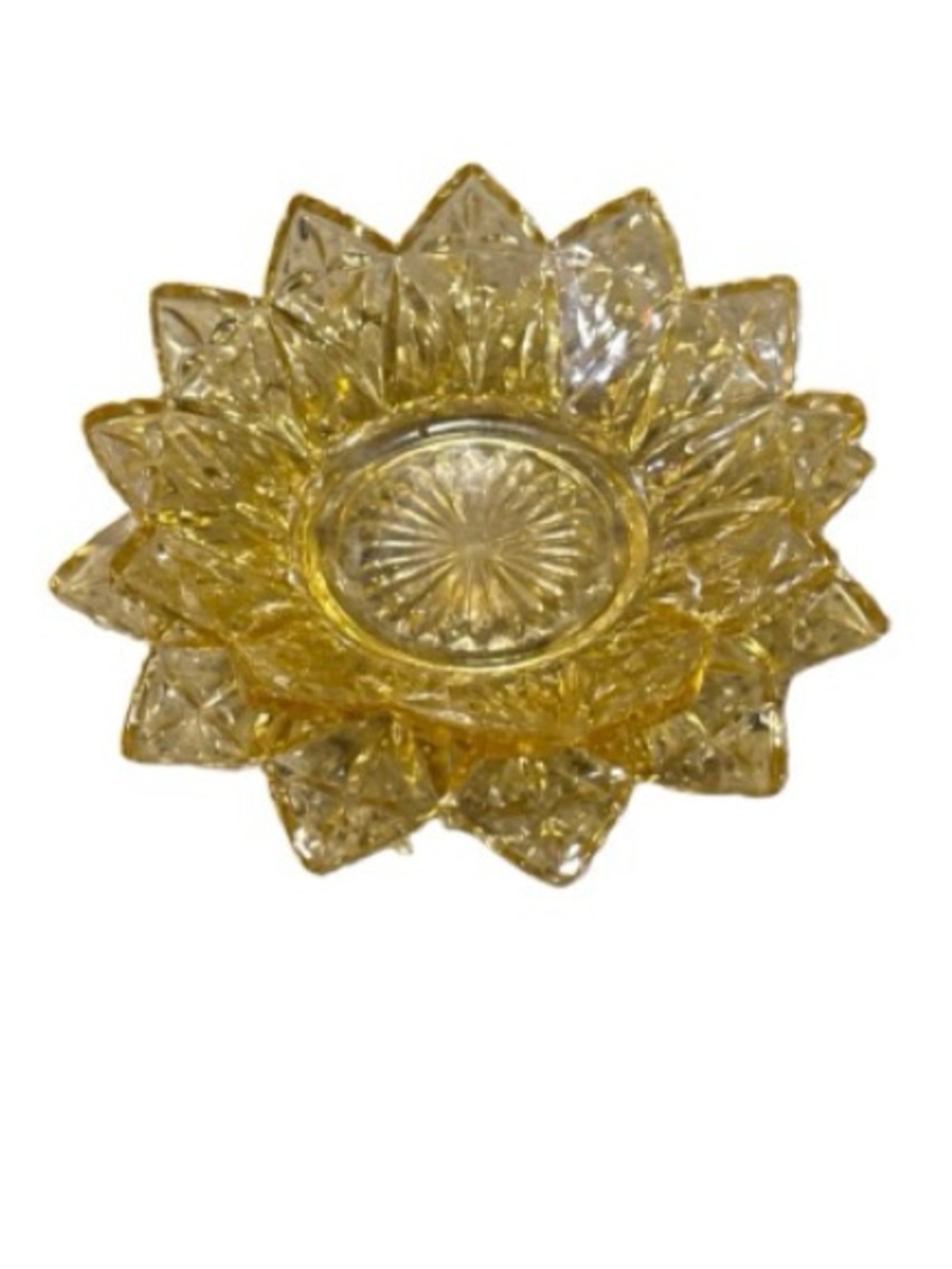 Federal glass Golden sunflower Amber Glass Decorative Bowl/plate set